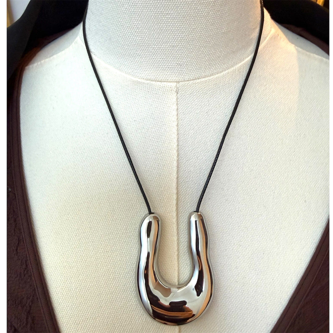 U Shape Horseshoe Pendant Necklace - Gold and Silver Available