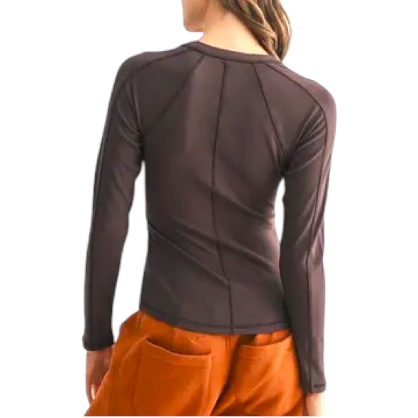 Essential Long Sleeved Micro Ribbed Henley Top