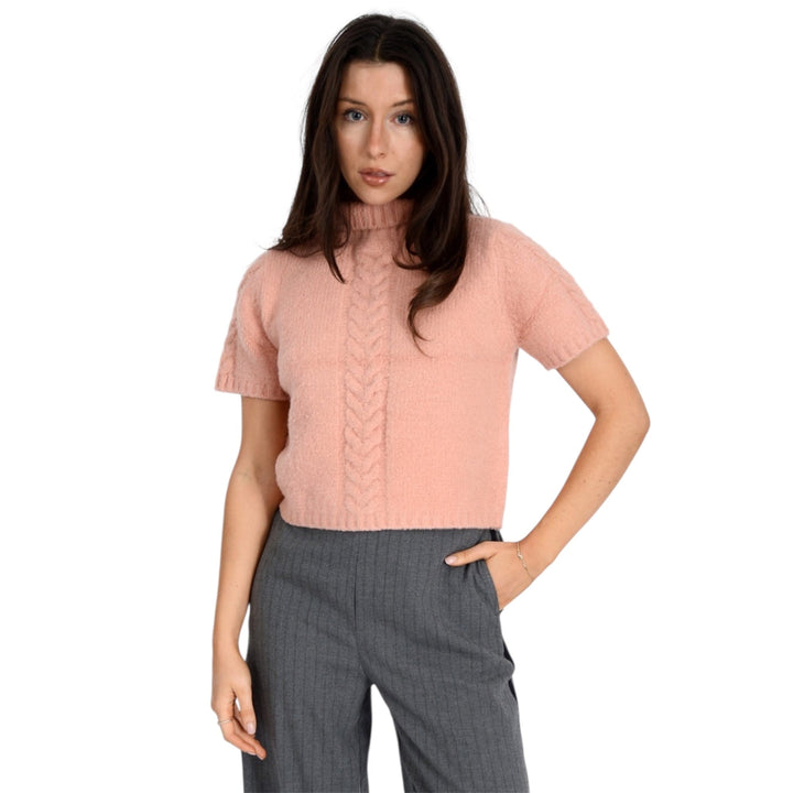 Short Sleeve Mock Neck Pullover