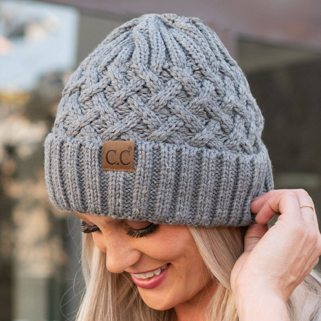 CC Beanie Lattice Pattern - Available in Grey and Black