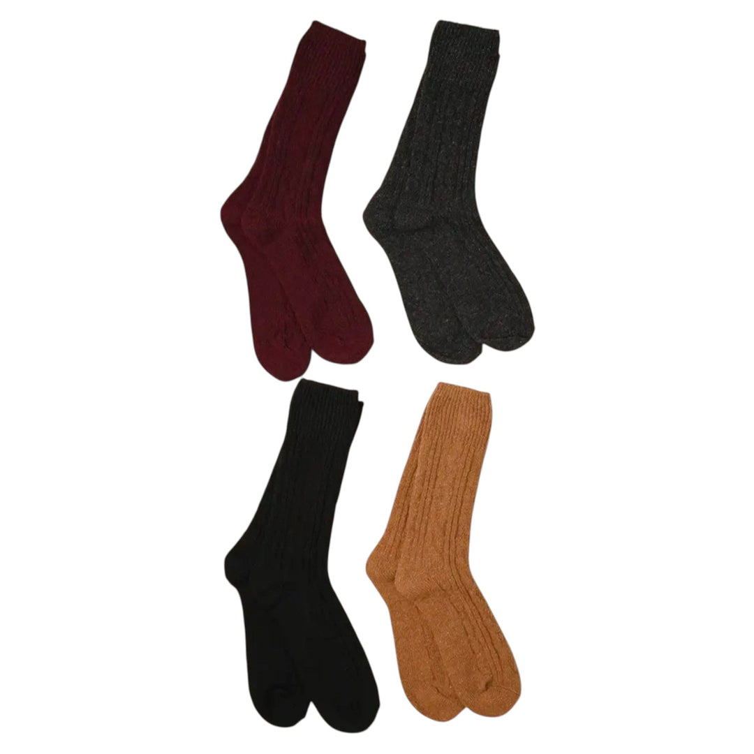 Ribbed Knitted Wool Blend Crew Socks
