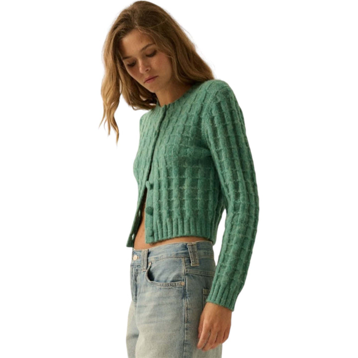 Cable Knit Button-Up Cardigan Sweater