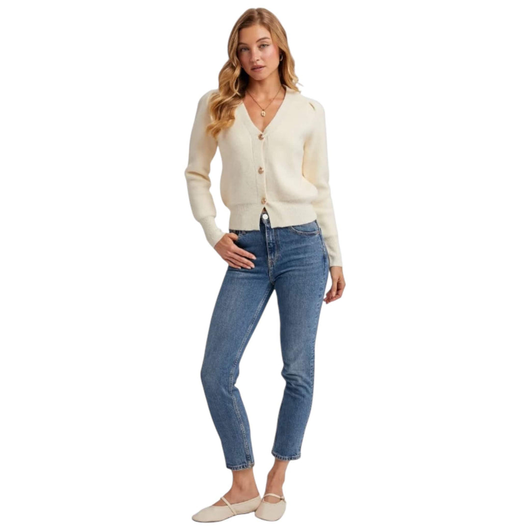 Cream V-Neck Cardigan