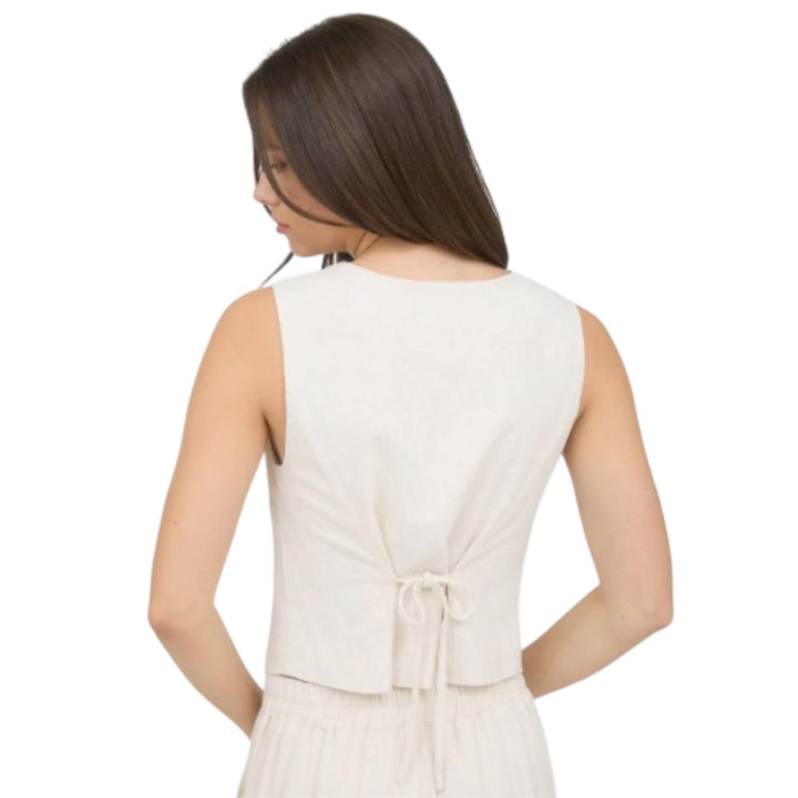 Oatmeal Linen V Neckline Vest