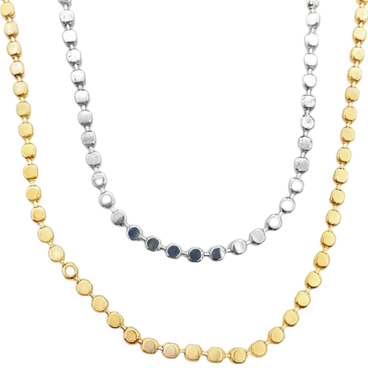 3mm Silver Flat Ball Ball Chain Necklace-14" and 16"