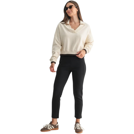 Varsity Line Fleece Pullover Top