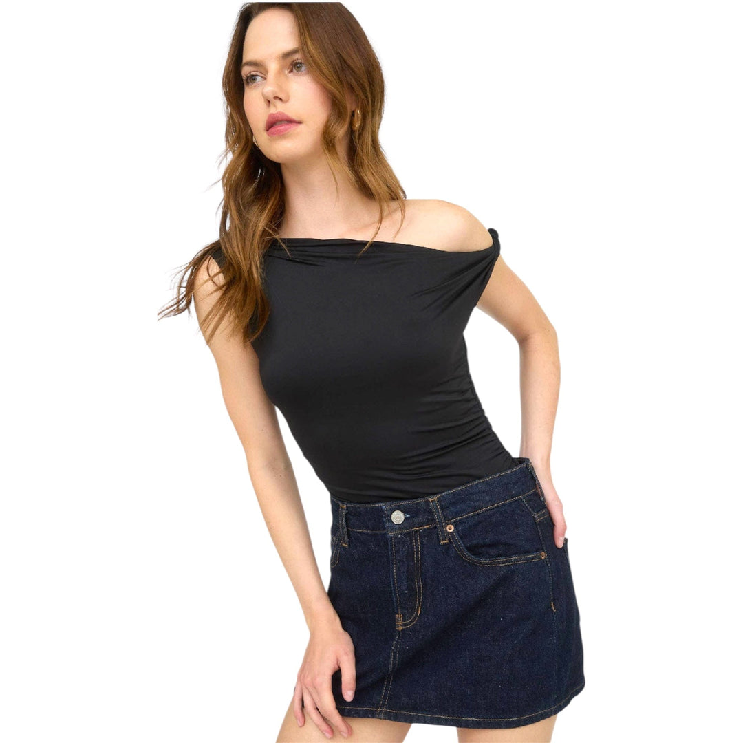Black Asymmetrical off the Shoulder Top