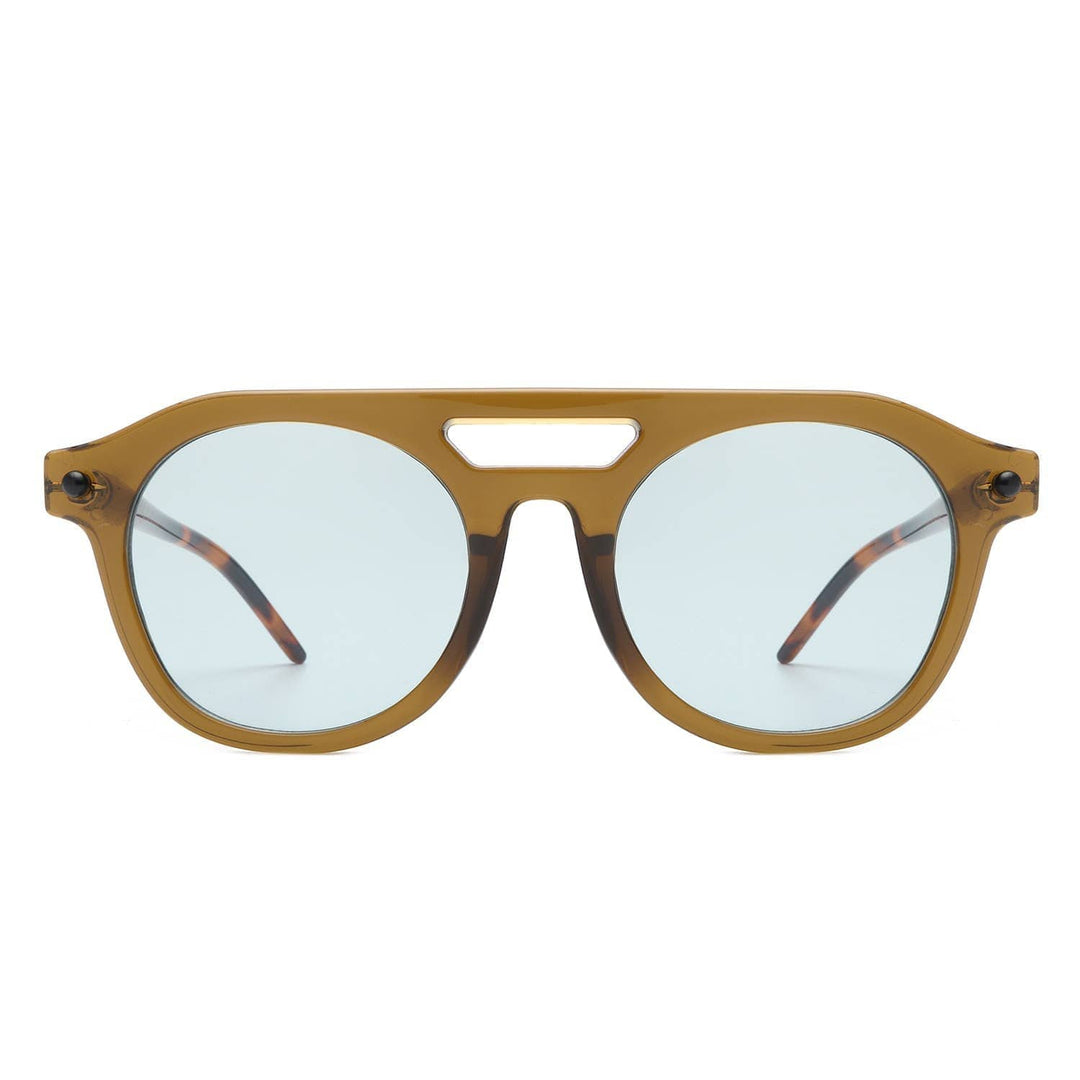 Round Retro Brow-Bar Circle Vintage Style Fashion Sunglasses