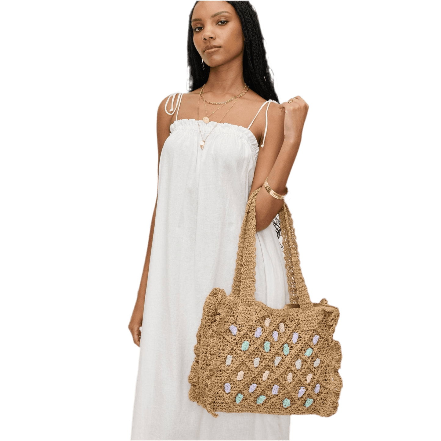 Straw Beach Tote: Natural