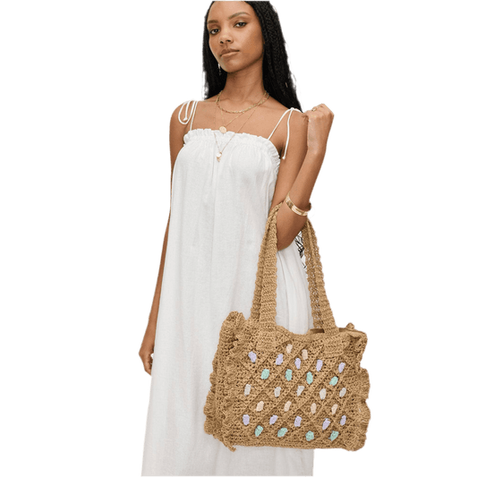 Straw Beach Tote: Natural