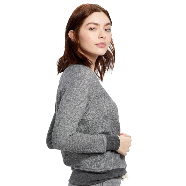 Grey Tri-Blend French Terry Raglan Boat Neck Sweatshirt