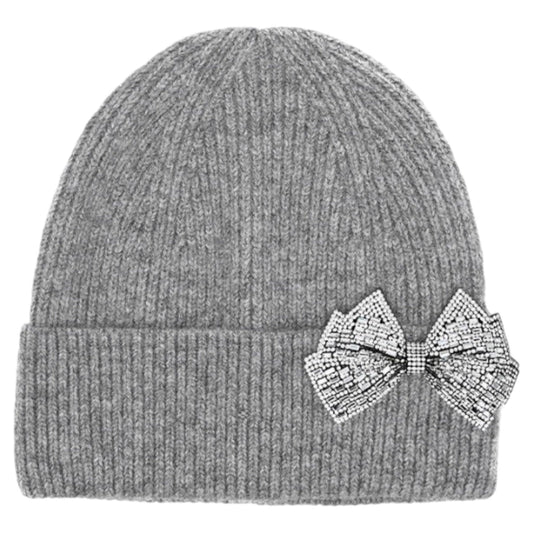 C.C Rhinestone Bow Cuff Beanie