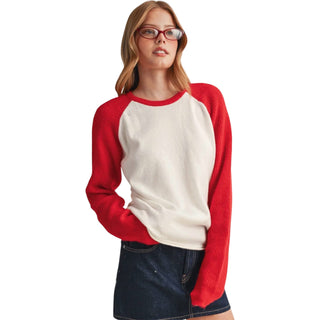 Raglan Sleeve Baseball Sweater Knit