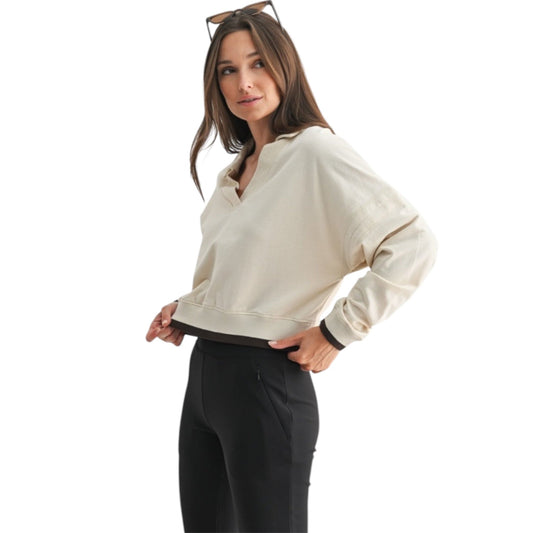 Varsity Line Fleece Pullover Top