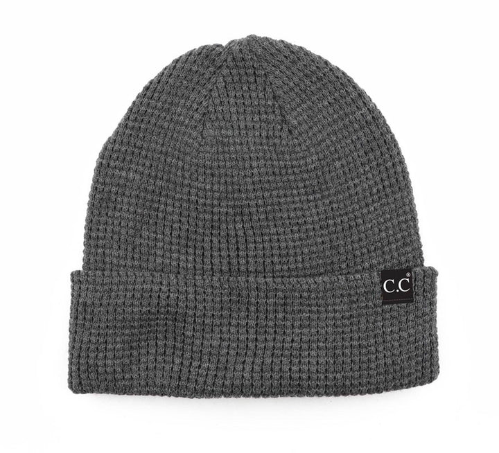 CC Beanie Waffle Knit - Available in Dark Melange Grey, Black, Navy and Brown