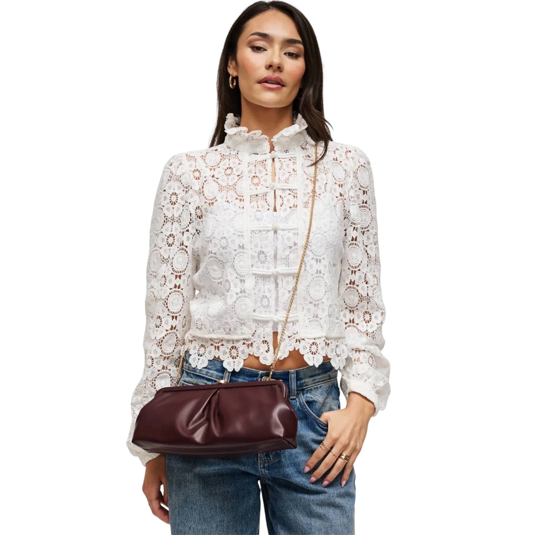 Burgundy Soft Pleated Frame Clutch