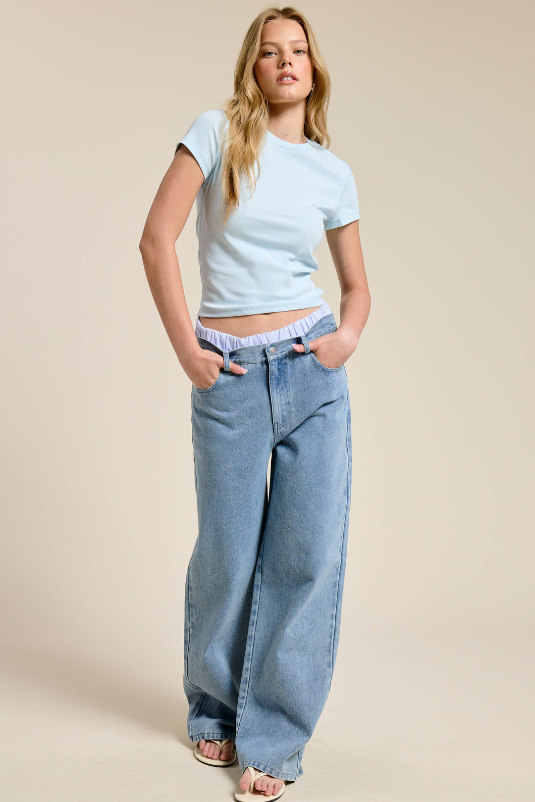 Baby Blue Fitted Crewneck Baby Tee