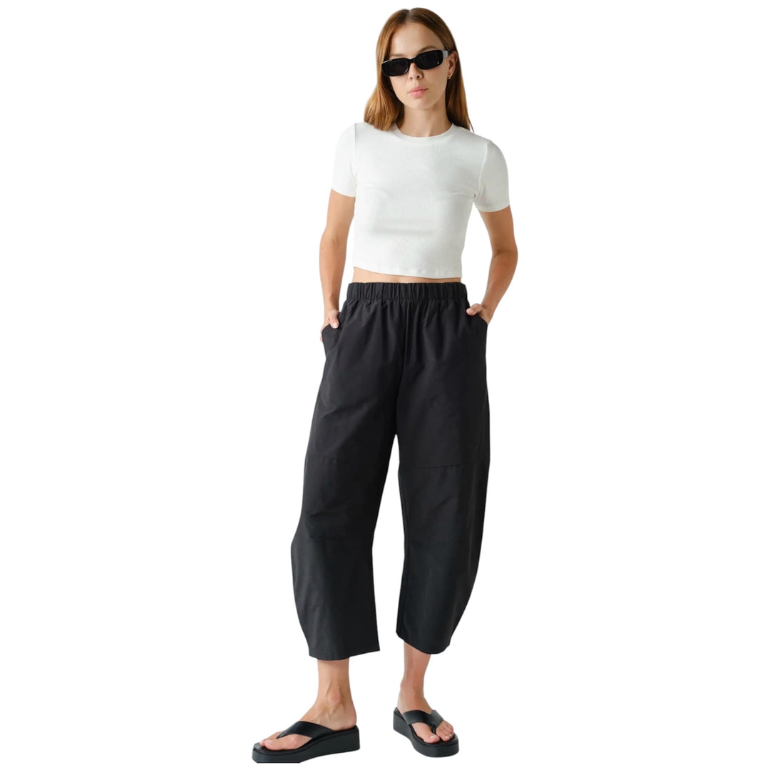 Black Barrel Pull On Pants