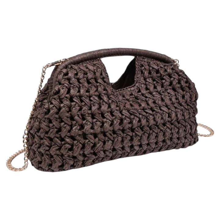 Brown Woven Top Handle or Crossbody Purse