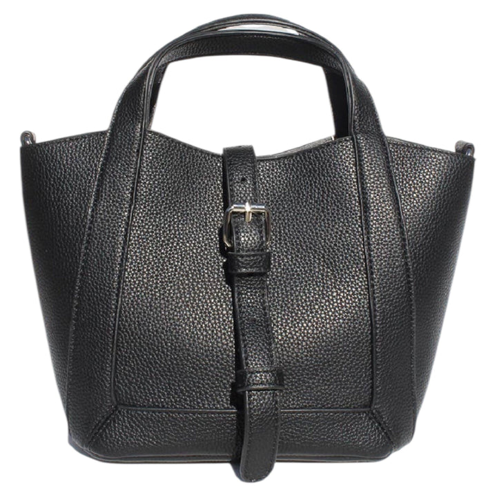 Black Vegan Leather Top Handle Crossbody Purse