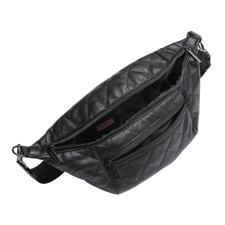 Black Pebbled Vegan Leather Sling Bag