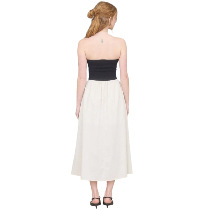 Strapless Mixed Media Midi Dress