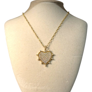 Gold Spike Heart Pendant Necklace