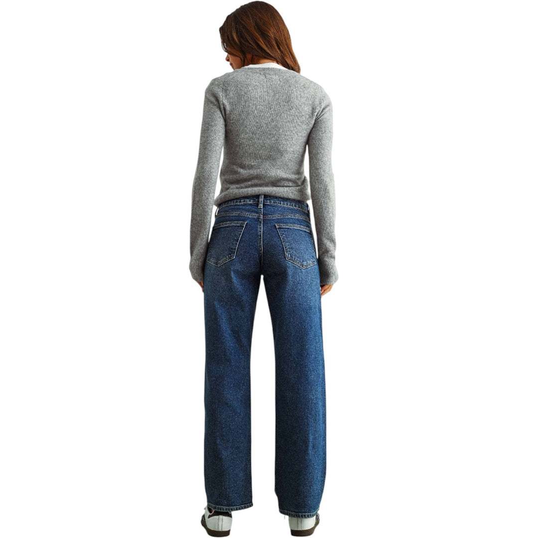 Relaxed Low Rise Stretch Straight Dark Wash Denim Jeans