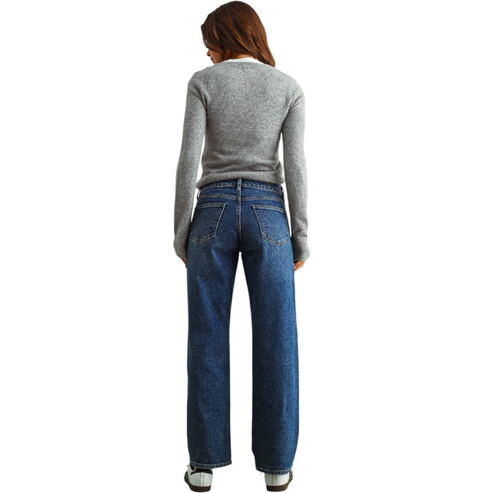 Relaxed Low Rise Stretch Straight Dark Wash Denim Jeans