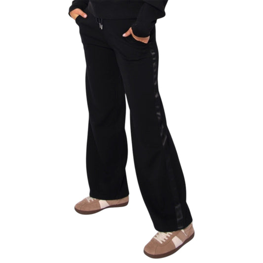 Soft Knit with Satin Trim Pull on Black Pants