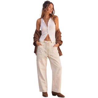Ecru Rope Drawstring Utility Barrel Pants