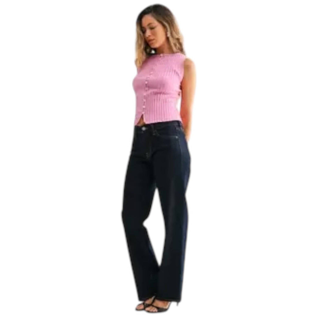Super Dark Loose Low Rise Stretch Straight Leg Jeans