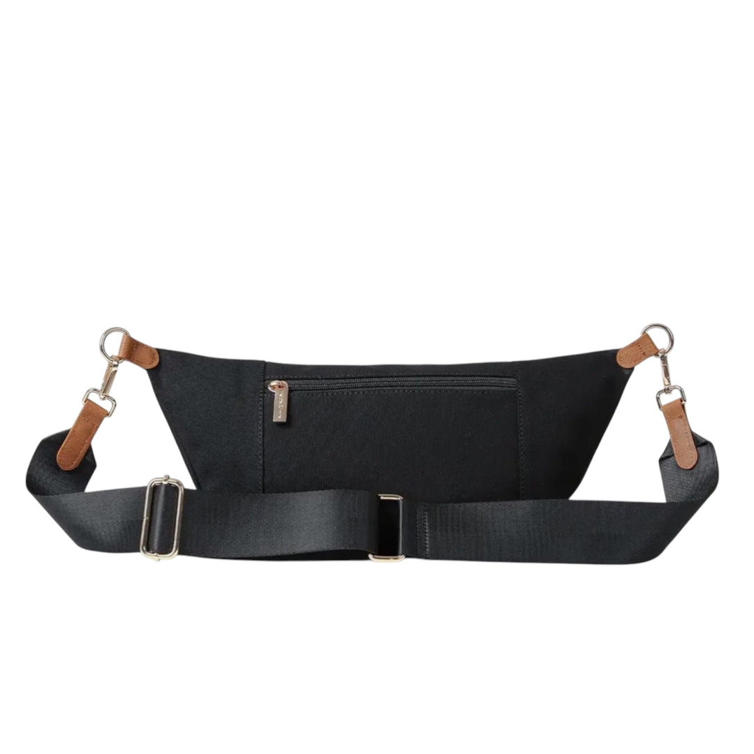 Black Canvas Bum Bag with Leather Trim