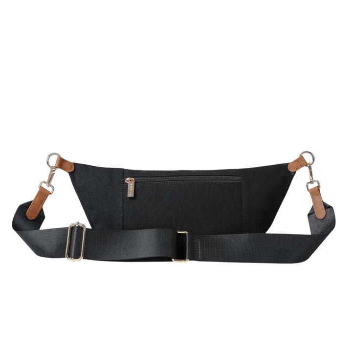 Black Canvas Bum Bag with Leather Trim