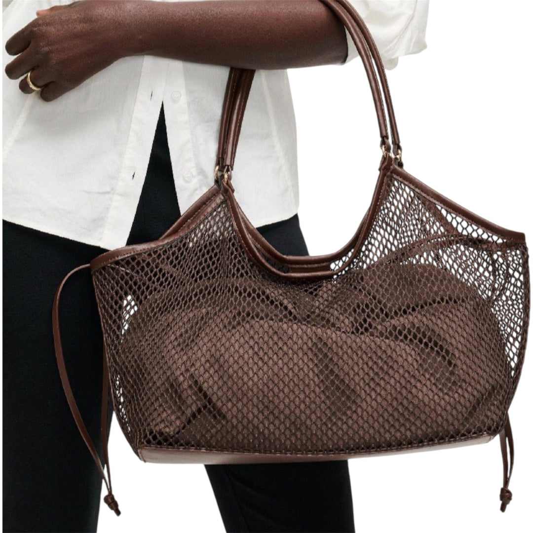 Brown Mesh Tote Bag