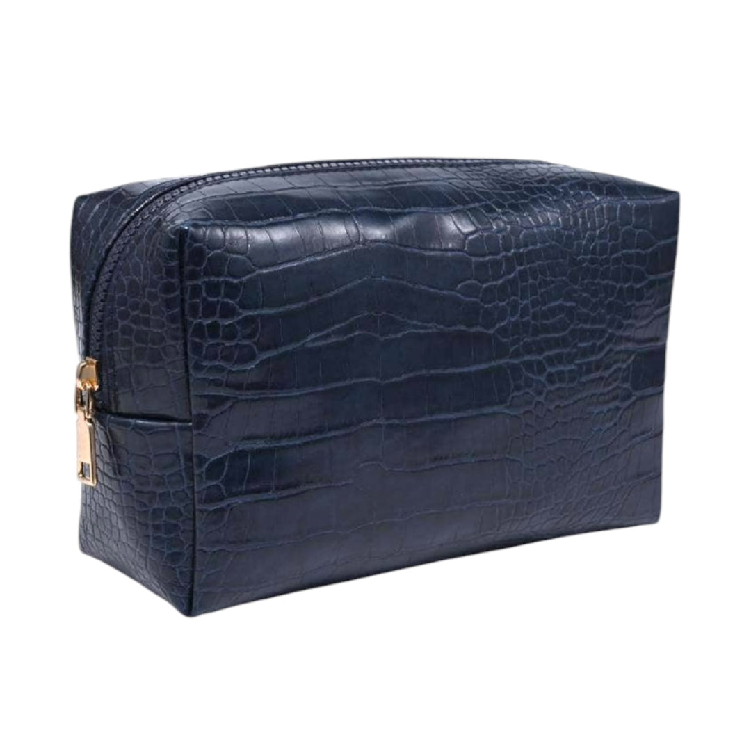 Navy Croc Chic Cosmetic & Travel Organizer Pouch