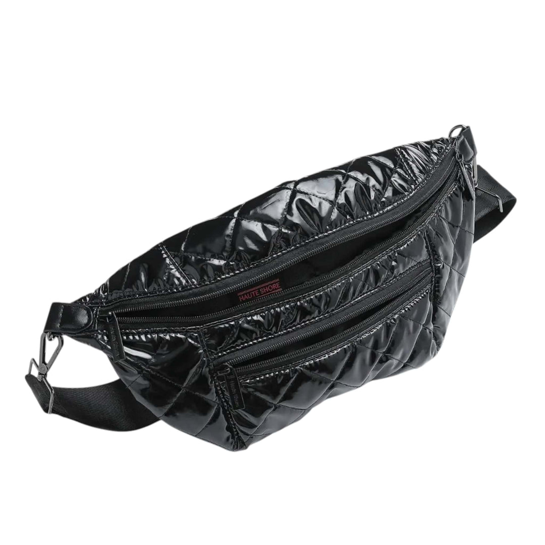 Black Shiny Puffer Sling Bag