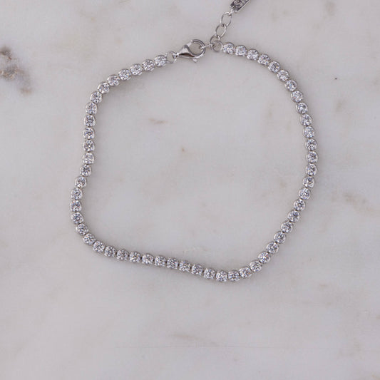 3mm Silver Round Tennis Bracelet in Gold and Silver