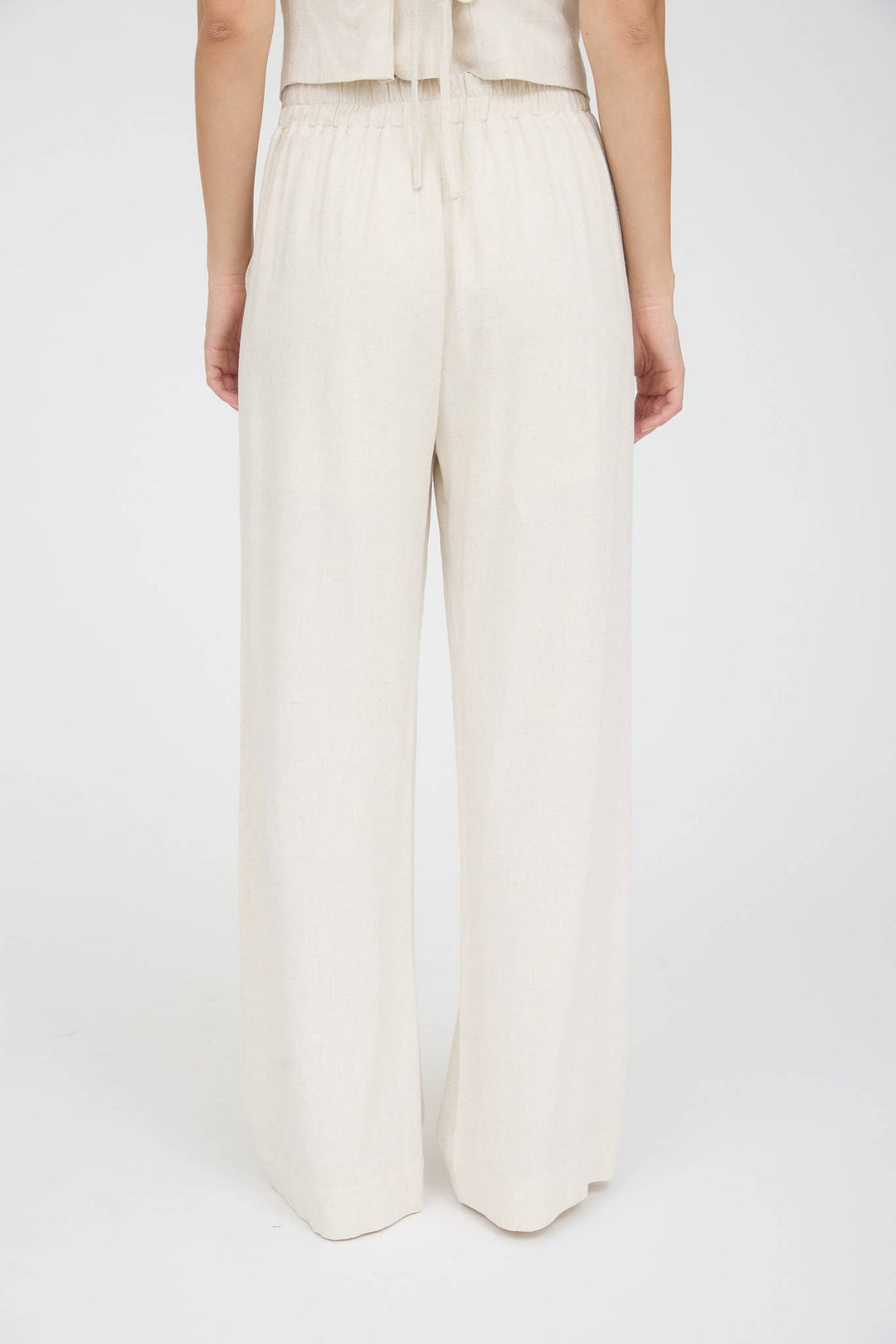 Oatmeal Wide Leg Linen Pants