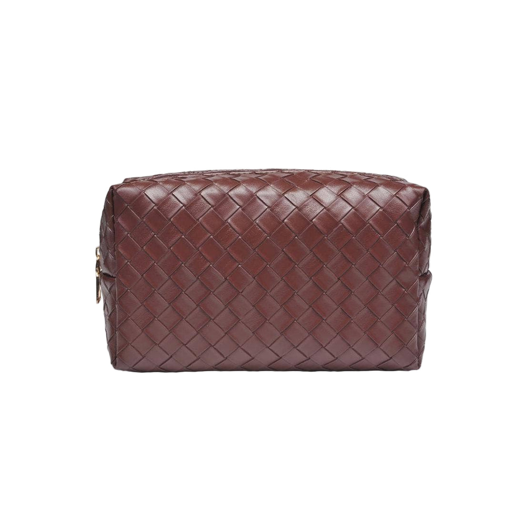 Woven Cosmetic Pouch in Brown