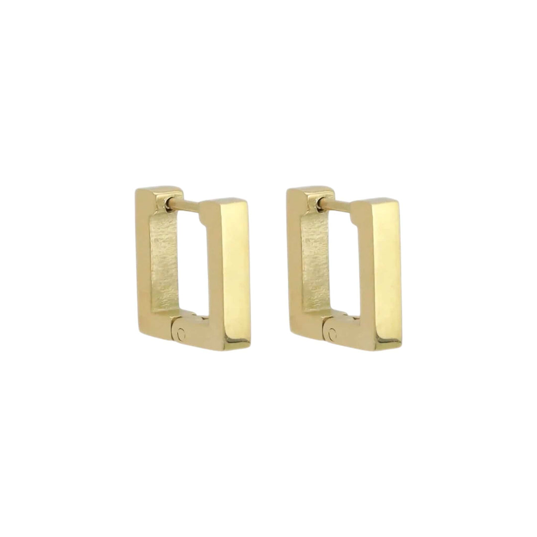 Gold Square Geometry Huggie Earrings
