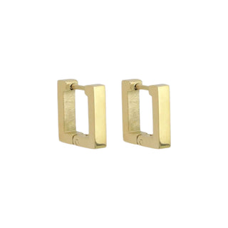 Gold Square Geometry Huggie Earrings