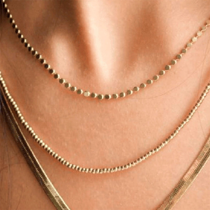 2mm Gold Flat Dot Chain Necklace-14"&16"available
