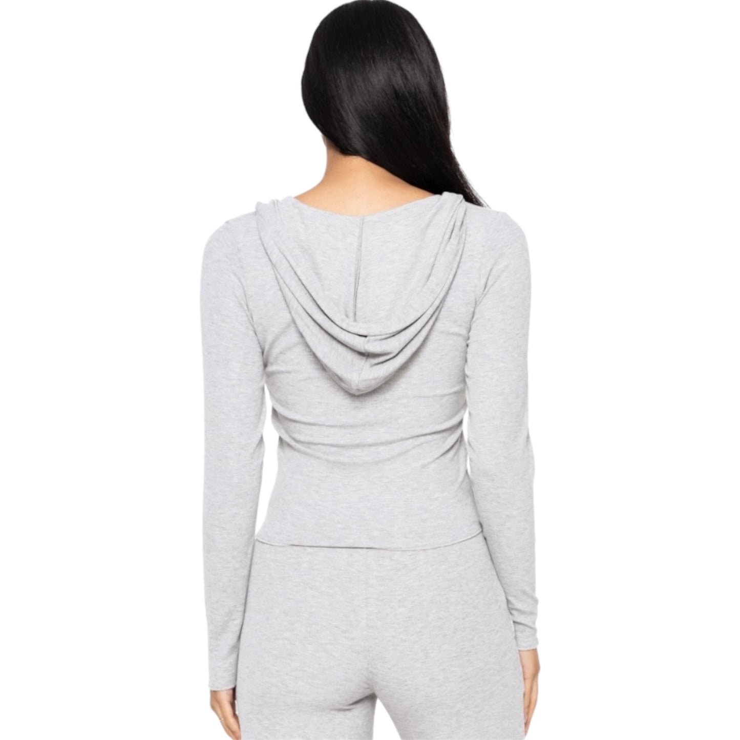Bamboo Blend Long Sleeve Grey Henley Hoodie