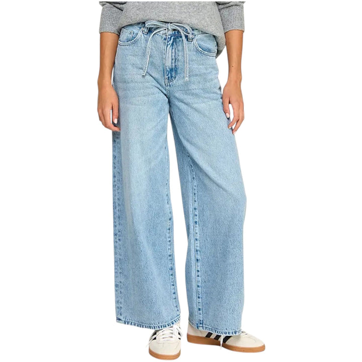 Wide Leg Jeans With Self Tie