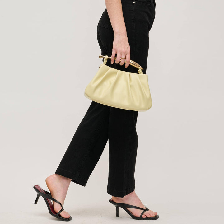 Vegan Leather Smooth Crossbody Handbag in Butter Yellow