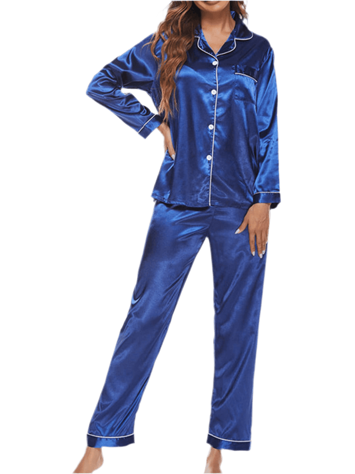 Button Up Pajama Long Sleeve Soft Set in Red and Blue