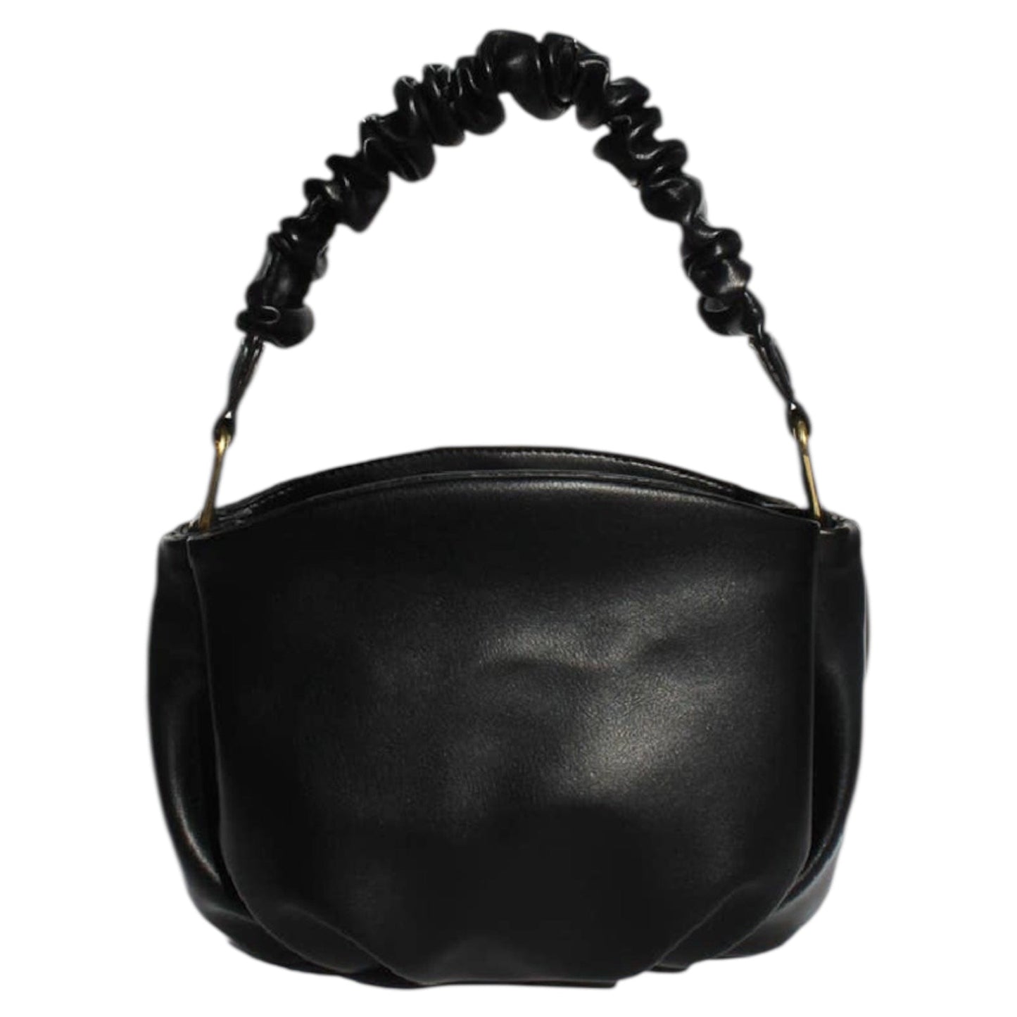 Black Vegan Leather Ruched Mini Bag