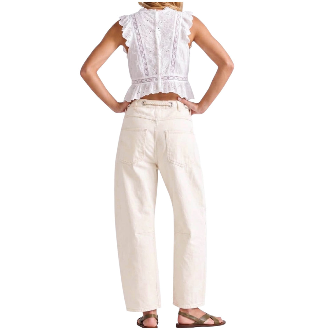 Ecru Rope Drawstring Utility Barrel Pants