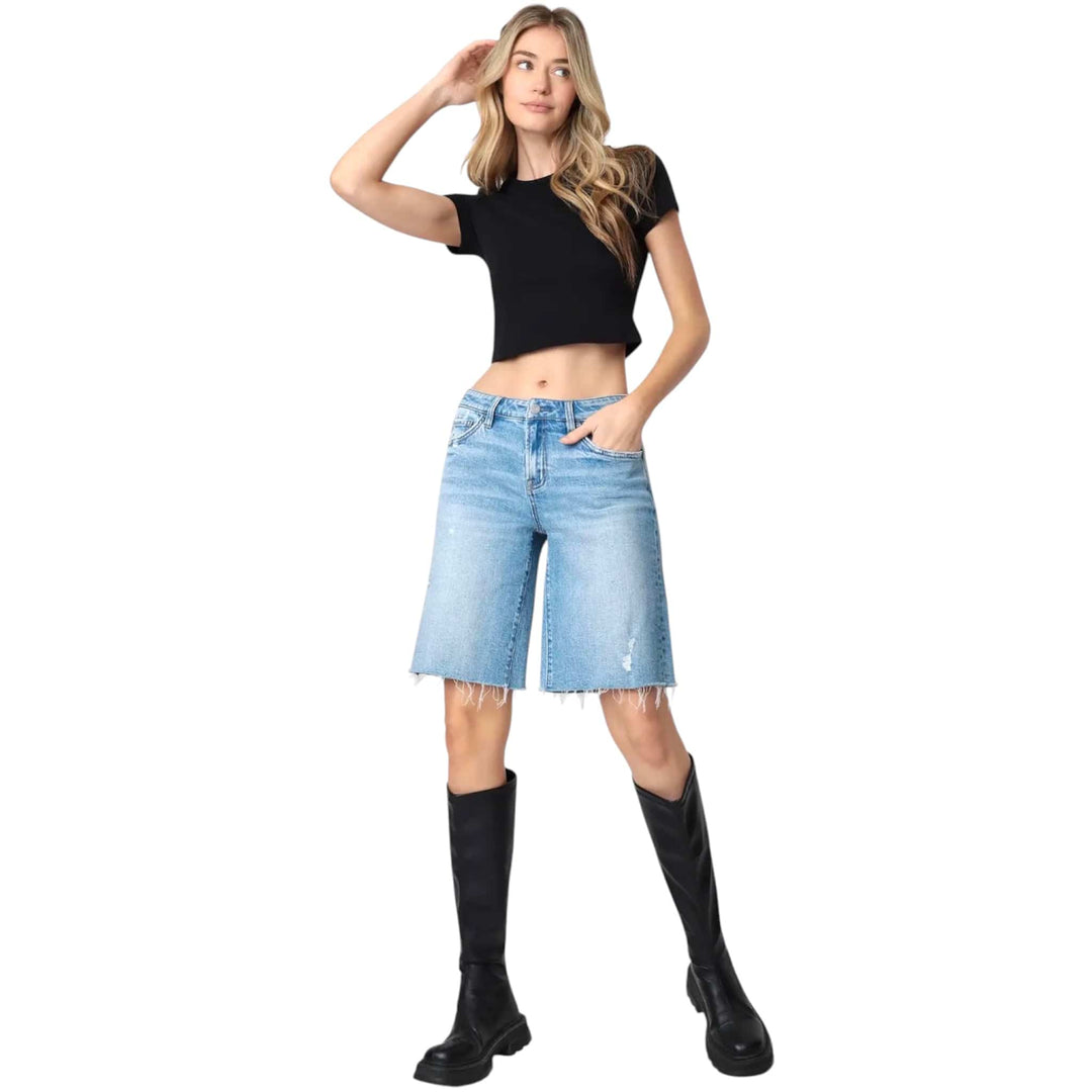 Mid Rise Raw Hem Jorts
